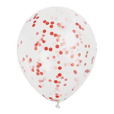 Picture of 12 INCH CLEAR TRANSPARENT LATEX BALLOON with Ruby Red Confetti 6