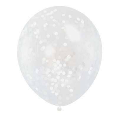 Picture of 12 INCH CLEAR TRANSPARENT LATEX BALLOON with White Confetti 6