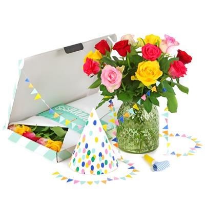 Picture of BLOOMPOST BLOOMPOST BIRTHDAY MIXED ROSES BOUQUET