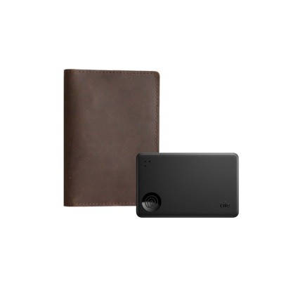 Picture of TILE SLIM BLUETOOTH TRACKER WITH FULL GRAIN LEATHER PASSPORT WALLET.