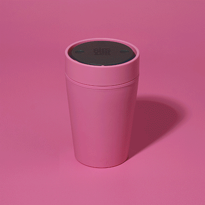 Picture of ROUND REUSABLE CUP MADE FROM RECYCLED BUBBLE GUM 8OZ in Candy Pink