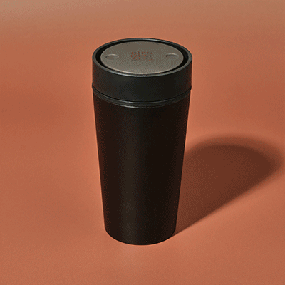 Picture of ROUND REUSABLE CUP MADE FROM WASTE COFFEE 12OZ in Black