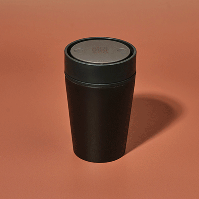 Picture of ROUND REUSABLE CUP MADE FROM WASTE COFFEE 8OZ in Black