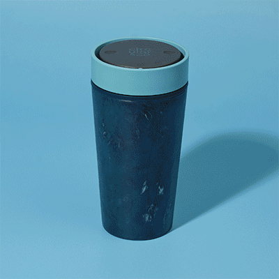 Picture of ROUND REUSABLE CUP MADE FROM RECYCLED FABRIC 12OZ in Stonewash Blue