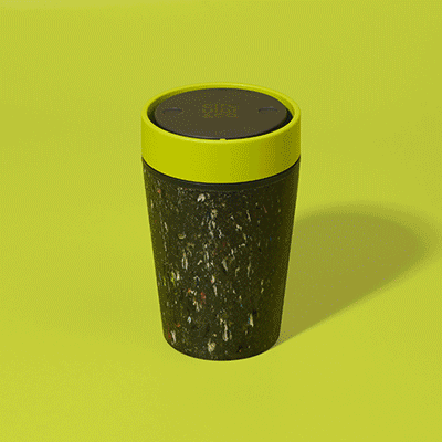 Picture of ROUND REUSABLE CUP MADE FROM RECYCLED TRAINERS 8OZ LIME GREEN