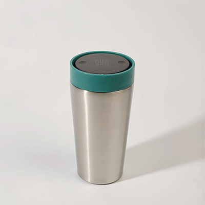 Picture of CIRCULAR STAINLESS STEEL METAL 12OZ CUP in Aquamarine.