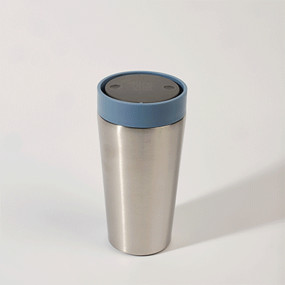 Picture of CIRCULAR STAINLESS STEEL METAL 12OZ CUP in Rockpool Blue.