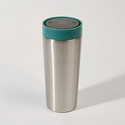 Picture of CIRCULAR STAINLESS STEEL METAL 16OZ CUP in Aquamarine.
