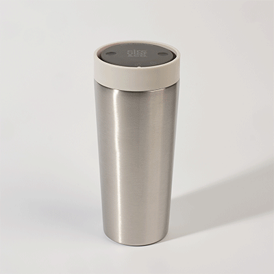Picture of CIRCULAR STAINLESS STEEL METAL 16OZ CUP in Pebble White.