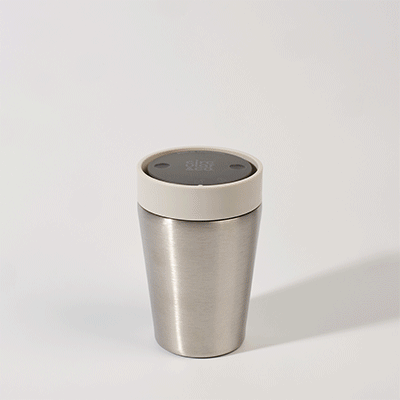 Picture of CIRCULAR STAINLESS STEEL METAL 8OZ CUP in Pebble White