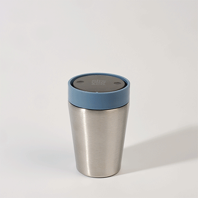 Picture of CIRCULAR STAINLESS STEEL METAL 8OZ CUP in Rockpool Blue.