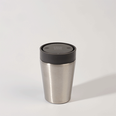 Picture of CIRCULAR STAINLESS STEEL METAL 8OZ CUP in Storm Grey.