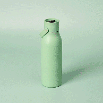 Picture of ROUND 500 ML RECYCLED STAINLESS STEEL METAL WATER BOTTLE BLACK