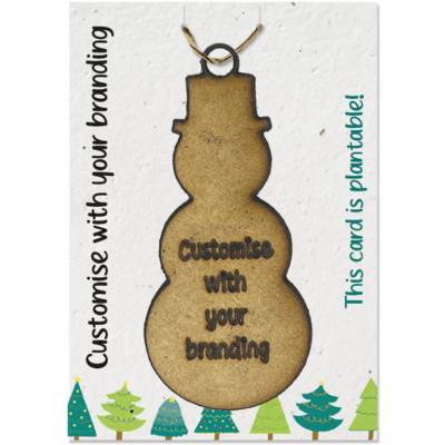 Picture of WOOD CHRISTMAS DECORATION ON PLANTABLE SEEDS PAPER BACKING CARD.