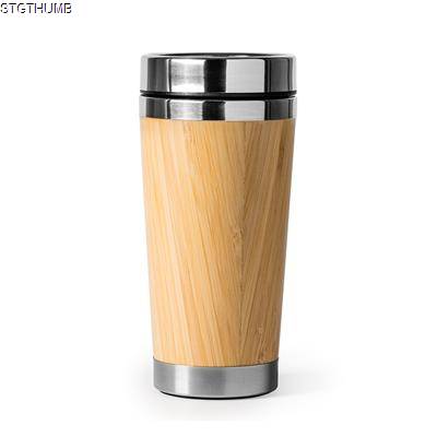Picture of YABA 500ML 304 STAINLESS STEEL METAL CUP with Bamboo Outer Wall.