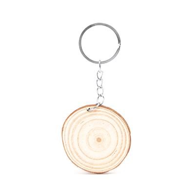 Picture of BUDAN NATURAL WOOD CUT KEYRING with Metal Ring