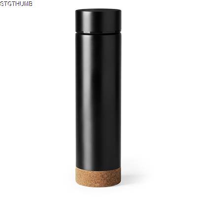 Picture of TAYOX 460ML 304 STEEL DOUBLE-WALLED THERMOS with Tea Infuser & Cork Base.