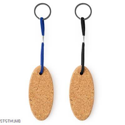 Picture of YATE OVAL FLOATING NATURAL CORK KEYRING CHAIN with Durable Polyester Rope.