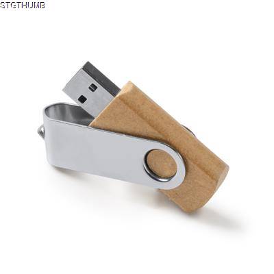 Picture of VIBO USB MEMORY STICK in Recycled Cardboard Card with Metal Swivel Clip.