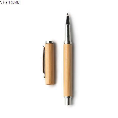 Picture of PIRGO ROLLER PEN with Bamboo Body & Metal Details.