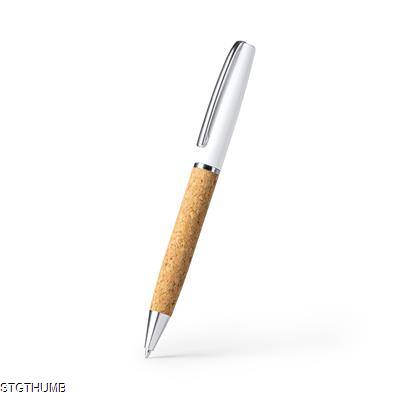 Picture of ALTON TWIST BALL PEN with Body in Natural Cork & Steel.