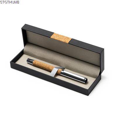 Picture of SUVER ROLLER PEN in Natural Cork & Steel.