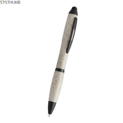 Picture of LIKA ROTARY BALL PEN in Wheat Fiber & Pp with Black Finishes.
