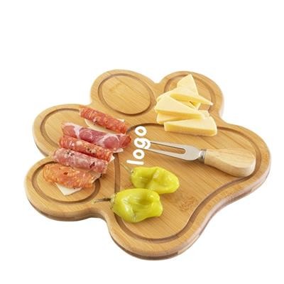 Picture of PAW SHAPE SERVING TRAY with 5 Grooves Wood Cutting Board.