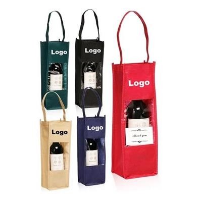 Picture of PVC WINDOW NON-WOVEN WINE TOTE BAG.