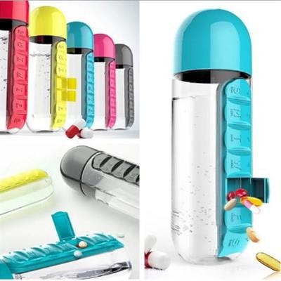 Picture of 2-IN-1 DAILY PILL BOX ORGANISER with Water Bottle 600ml.