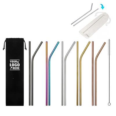 Picture of 3-IN-1 REUSABLE STAINLESS STEEL METAL DRINK STRAW SET.