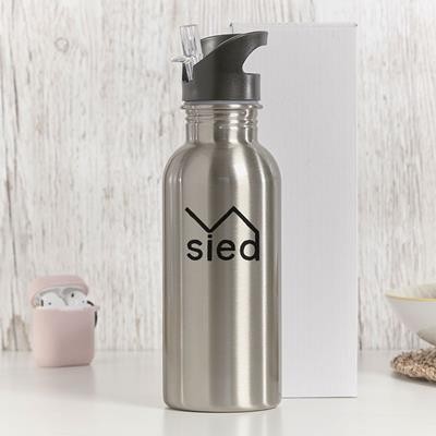 Picture of EXPRESS STAINLESS STEEL METAL 600ML WATER BOTTLE with Straw