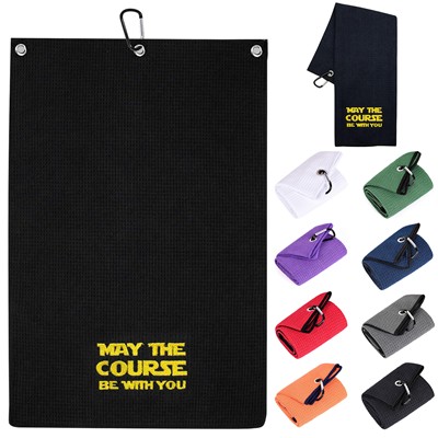 Picture of TRIFOLD WAFFLE MICROFIBRE GOLF TOWEL-EMBROIDERED LOGO