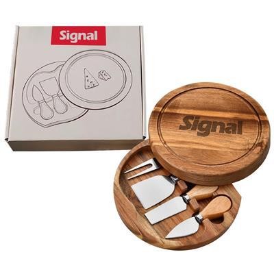 Picture of 8 INCH ACACIA ROUND CHEESE BOARD SET