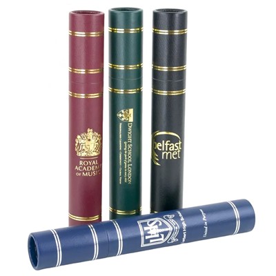 15 INCHLX2 INCHD CERTIFICATE SCROLL HOLDER-LEATHER TEXTURE