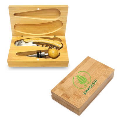 Picture of BAMBOO WINE TOOL SET - STOPPER AND CORKSCREW