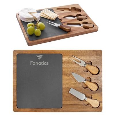 Picture of 33X28CM ACACIA WOOD & SLATE CHEESE BOARD SET