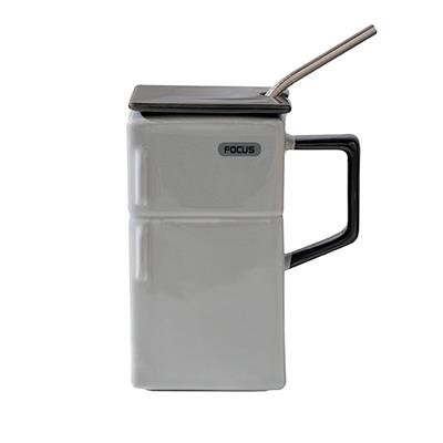 Picture of 550ML REFRIGERATOR STRAW CERAMIC POTTERY CUP