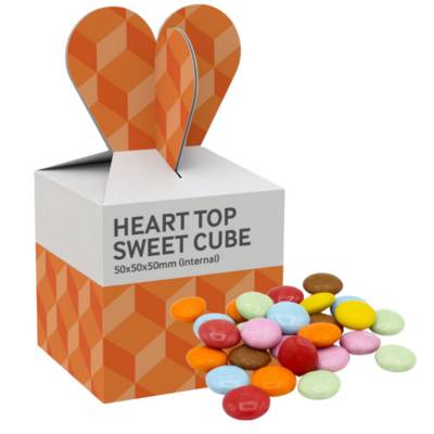 Picture of HEART TOP SWEETS CUBE - CHOCOLATE BEANS - 40G