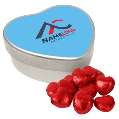 Picture of HEART SHAPE SWEETS TIN - FOILED CHOCOLATE HEARTS - 38G