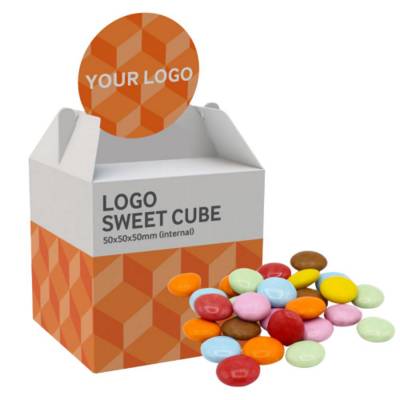 Picture of LOGO TOP SWEETS CUBE - CHOCOLATE BEANS - 40G.