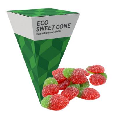 Picture of MAXI ECO SWEETS CONE PYRAMID - FIZZY STRAWBERRIES - 60G.