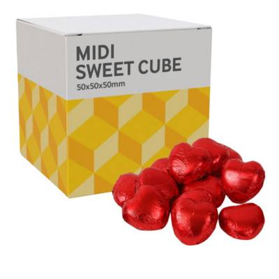 Picture of MIDI SWEETS CUBE - FOILED CHOCOLATE HEARTS - 50G.
