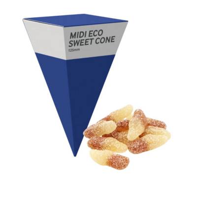 Picture of MIDI ECO SWEETS CONE PYRAMID - FIZZY COLA BOTTLES - 40G
