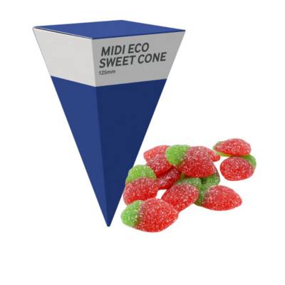 Picture of MIDI ECO SWEETS CONE PYRAMID - FIZZY STRAWBERRIES - 40G.