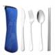 Picture of SILVER 4PCS PORTABLE FLATWARE CUTLERY SET with Pouch