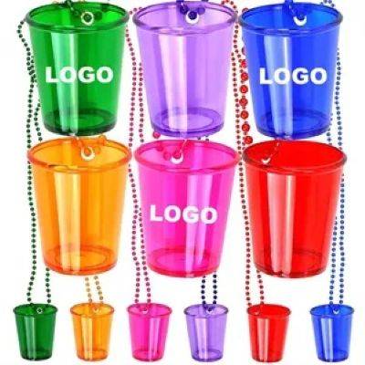 Picture of BACHELOR PARTY PLASTIC BEAD CHAIN CUP CLEAR TRANSPARENT SHOT GLASS.