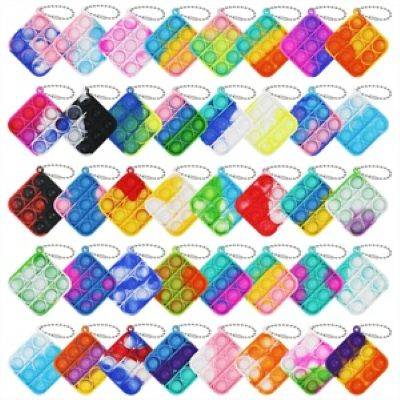 Picture of SQUARE PUSH BUBBLE POPS FIDGET KEYRING CHAIN