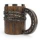 Picture of HORSESHOE HANDLE CHAIN WOOD BARREL STYLE BEER MUG