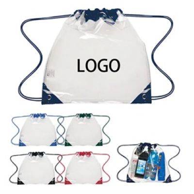 Picture of CLEAR TRANSPARENT VINYL DRAWSTRING BACKPACK RUCKSACK BAG